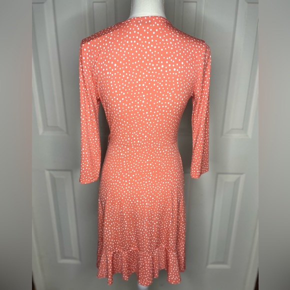 Gilli Orange Faux Wrap Dress with 3/4 Sleeves - Picture 3 of 6